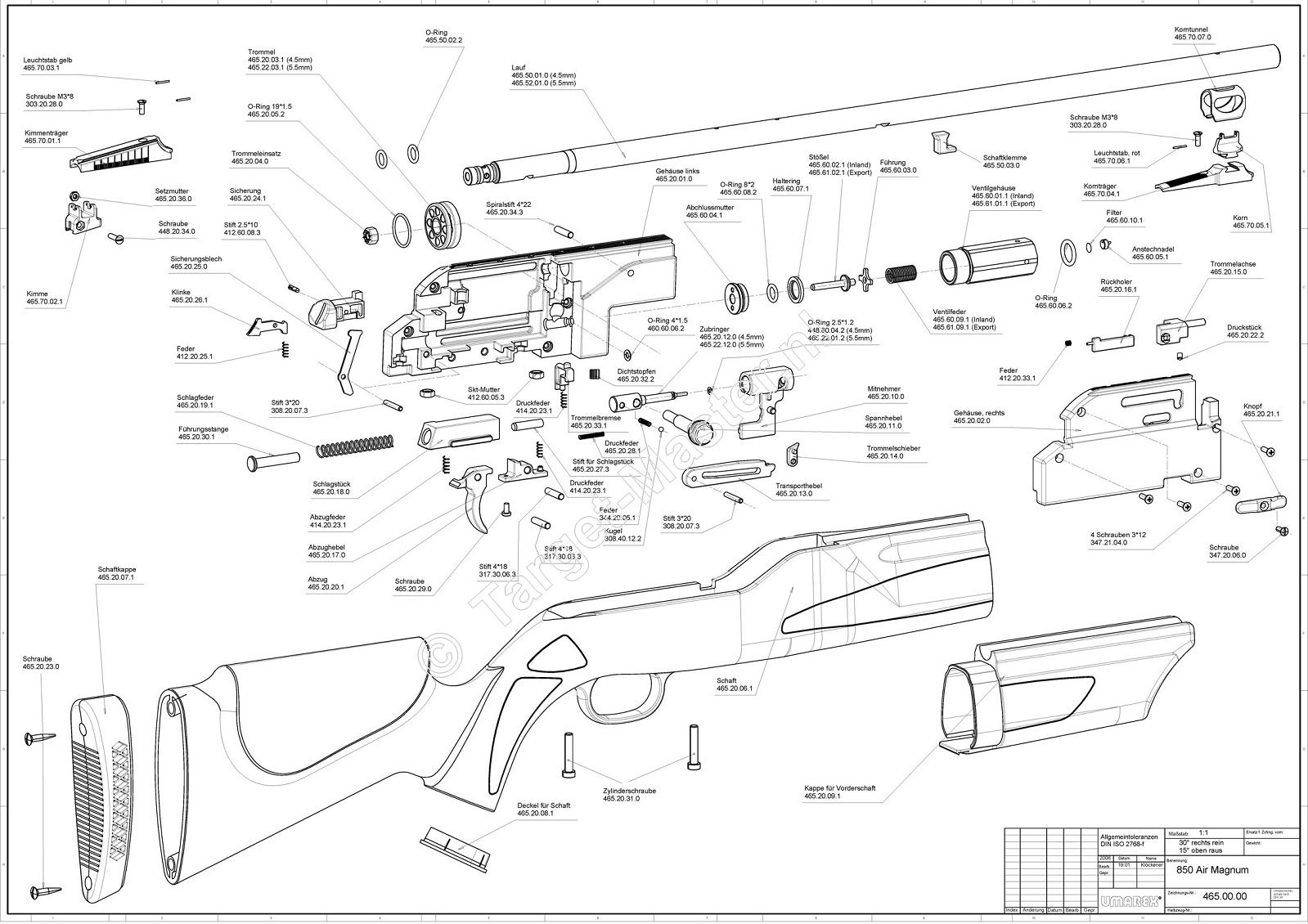 Onderdeeltekening Hammerli 850 AIRMAGNUM